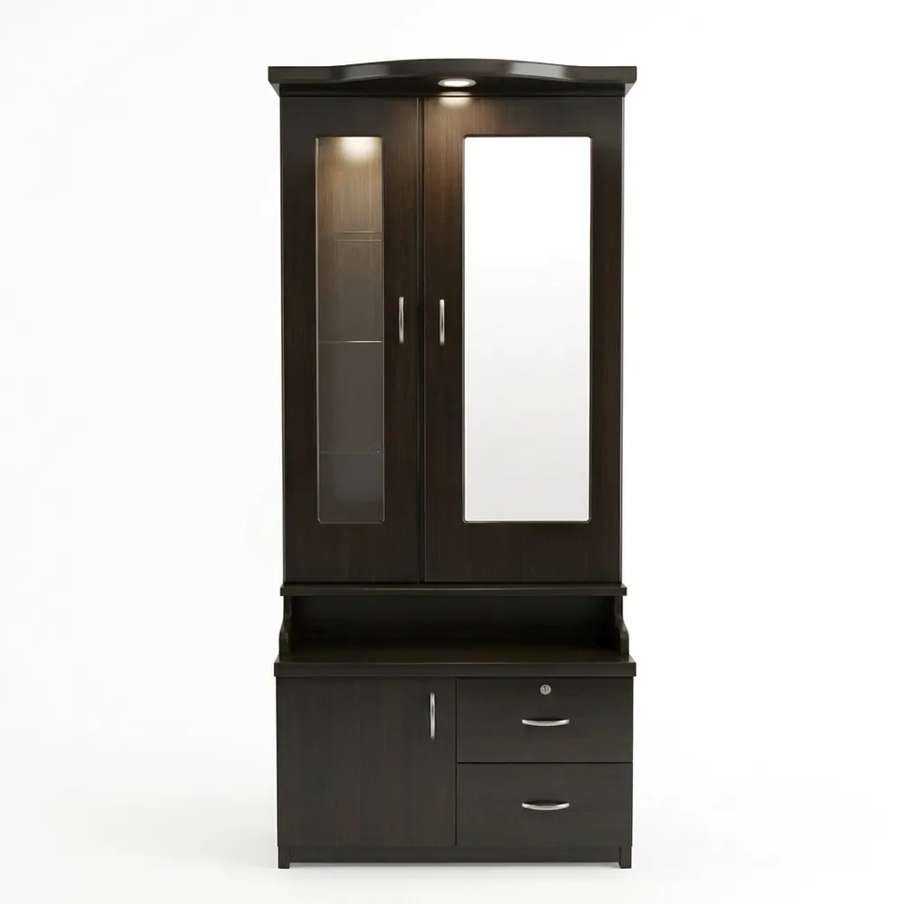 Classic Dark Dressing Cabinet with Clock Crown