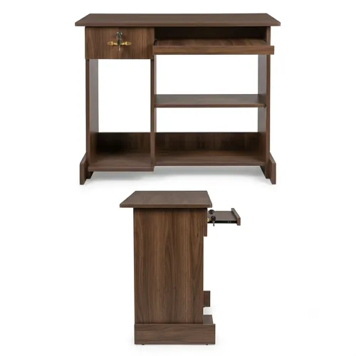 Compact Computer Desk with Keyboard Tray & CPU Shelf