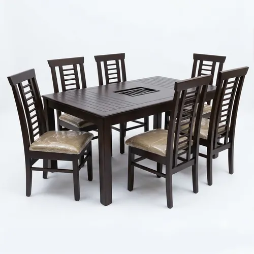 Ladder-Back 6 Seater Dining Set with Centre Grill