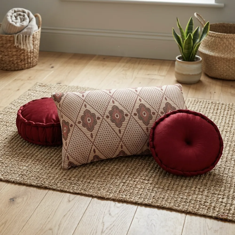 Round Floor Cushion & Bolster Set