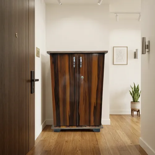 Two-Door Wooden Shoe Rack Cabinet